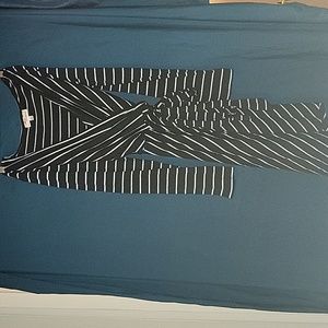 Black dress, white horizontal lines, Allison Brittney - Size Large